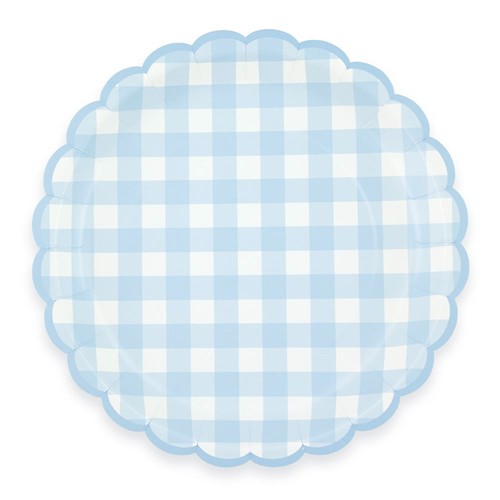 ASSIETTES FESTONNEES VICHY BLEU 23CM X 8