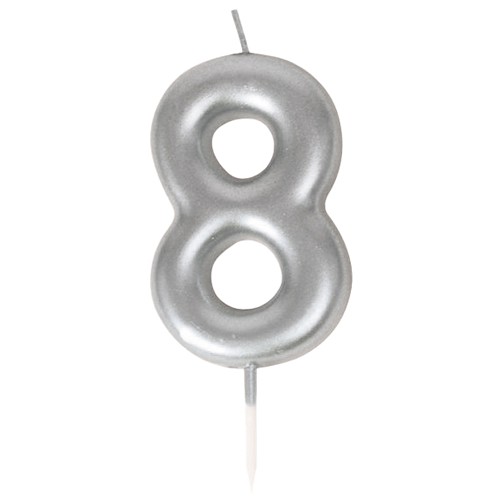 BOUGIE CHIFFRE 8 ARGENTEE