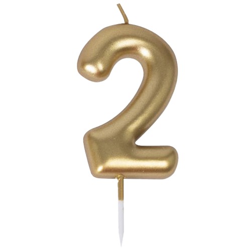 BOUGIE CHIFFRE 2 DOREE