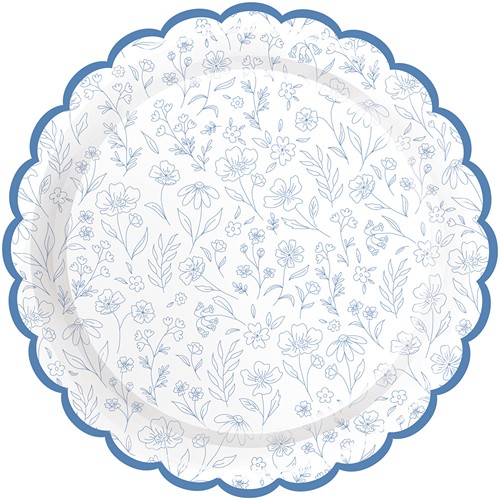 ASSIETTES FESTONNEES FLEUR BLEUE 25 CM X 8 thumbnail 4