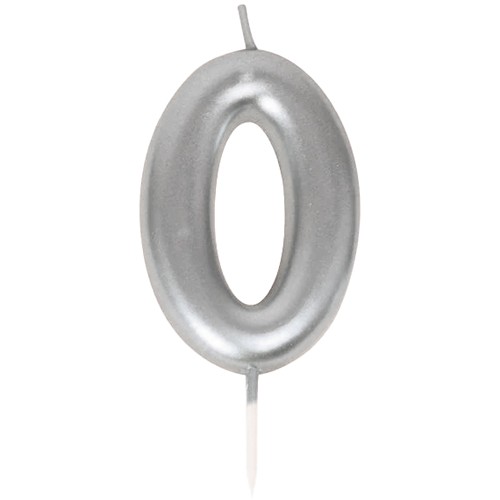 BOUGIE CHIFFRE 0 ARGENTEE