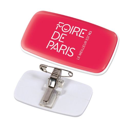 BADGE PLASTIQUE (PS) AVEC PINCE-EPINGLE POUR QUADRIDOME - 3