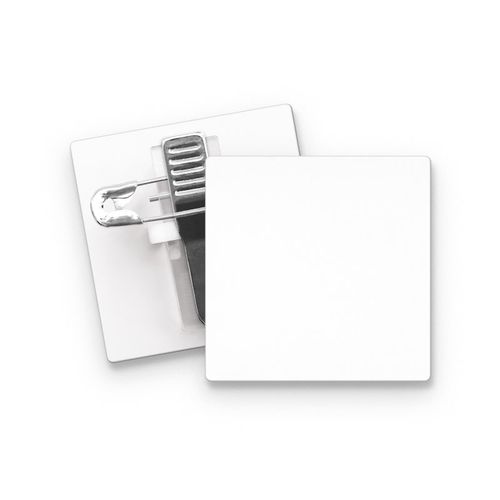 BADGE PLASTIQUE (PS) CARRE 36x36 mm AVEC PINCE EPINGLE - 2