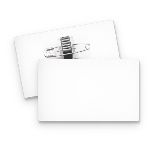 BADGE PLASTIQUE (PS) RECTANGLE 70x43 mm AVEC PINCE EPINGLE