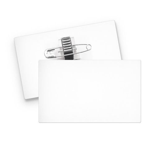 BADGE PLASTIQUE (PS) RECTANGLE 70x43 mm AVEC PINCE EPINGLE