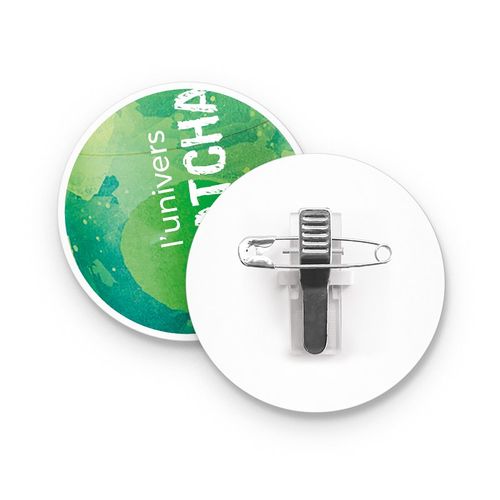 BADGE PLASTIQUE (PS) ROND Ø55 mm AVEC PINCE EPINGLE - 5