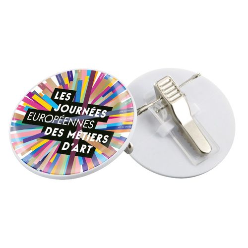 BADGE PLASTIQUE (PS) AVEC PINCE-EPINGLE POUR QUADRIDOME - 2