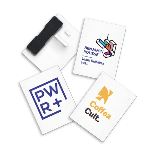 BADGE PLASTIQUE (PS) CARTE 43x58 mm AVEC AIMANT - 1