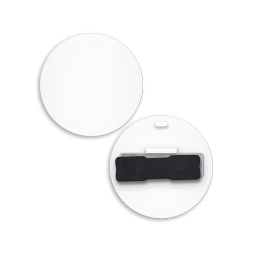 BADGE PLASTIQUE (PS) ROND Ø55 mm AVEC AIMANT