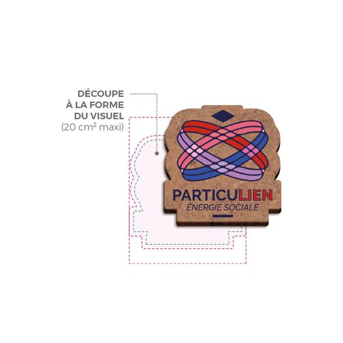 BADGE SUR-MESURE EN MDF EP 3 mm AVEC PINCE-EPINGLE MAXI 20 cm2 - 4