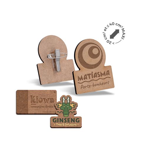 BADGE SUR-MESUREMDF EP 3mm AVEC PINCE-EPINGLE ENTRE 20 cm2 ET 40 cm2 - 1