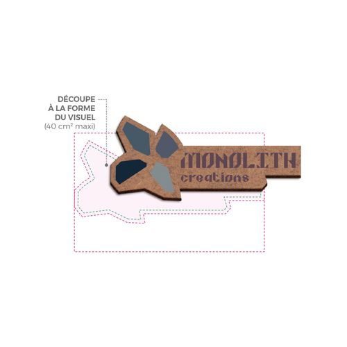 BADGE SUR-MESURE MDF EP 3 mm AVEC AIMANT ENTRE 20 cm2 ET 40 cm2 MAXI