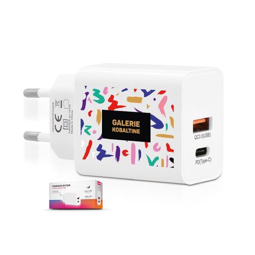 CHARGEUR SECTEUR RAPIDE 20 W SORTIES USB QC3.0 & TYPE-C PD - 1