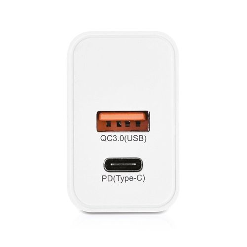 CHARGEUR SECTEUR RAPIDE 20 W SORTIES USB QC3.0 & TYPE-C PD - 2