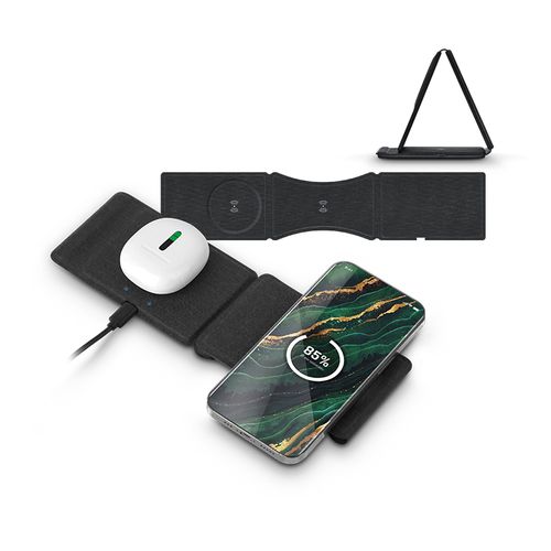 CHARGEUR INDUCTION 3 EN 1 ET SUPPORT PLIABLE EN rPET