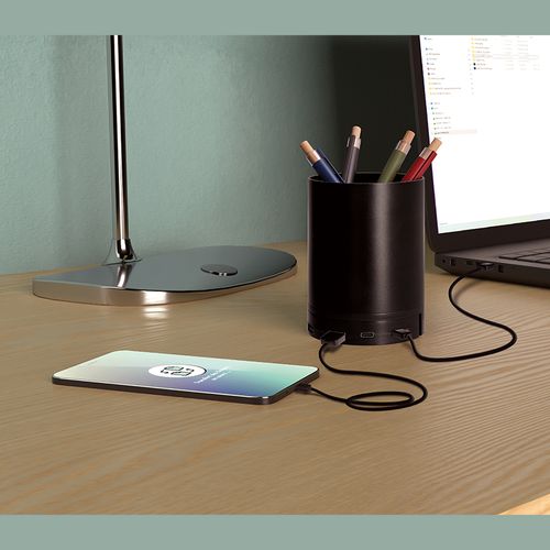 CHARGEUR PAR INDUCTION 10W AVEC FONCTION HUB ET POT A CRAYONS EN rAlu
