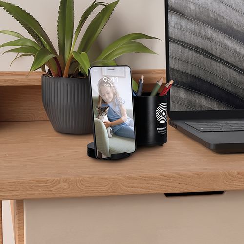 CHARGEUR PAR INDUCTION 10W AVEC FONCTION HUB ET POT A CRAYONS EN rAlu - 8