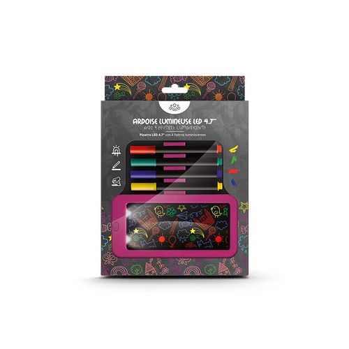 ARDOISE LUMINEUSE NOIRE AVEC LED 14 X 13 cm