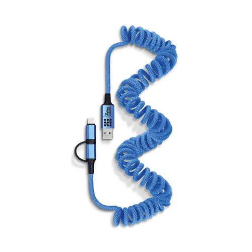 CABLE DE CHARGE RAPIDE ET TRANSFERT RETRACTABLE A RESSORT 6 EN 1