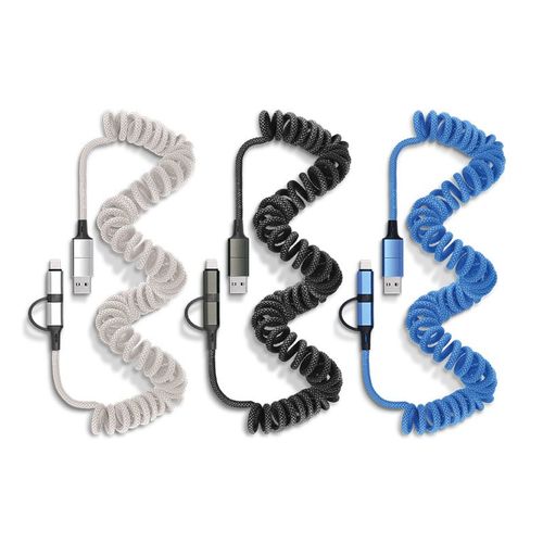 CABLE DE CHARGE RAPIDE ET TRANSFERT RETRACTABLE A RESSORT 6 EN 1 - 2
