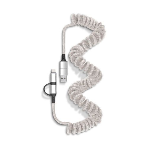 CABLE DE CHARGE RAPIDE ET TRANSFERT RETRACTABLE A RESSORT 6 EN 1
