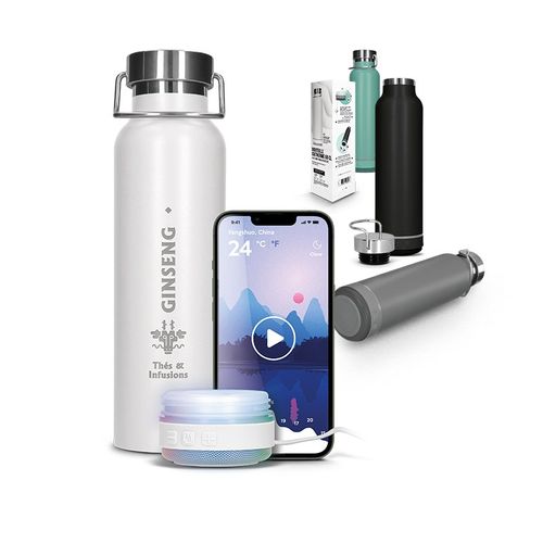HAUT-PARLEUR ENCEINTE ET BOUTEILLE ISOTHERME DOUBLE-PAROI INOX 60 cl - 1