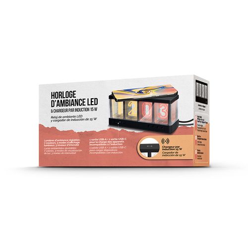 Horloge LED et chargeur à induction 15W
