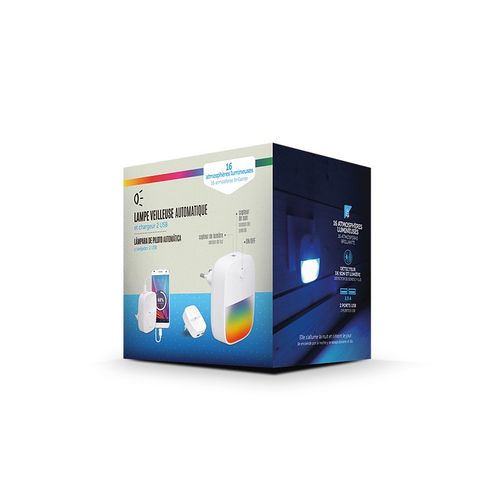 LAMPE VEILLEUSE AUTOMATIQUE ET CHARGEUR 2 USB - 5