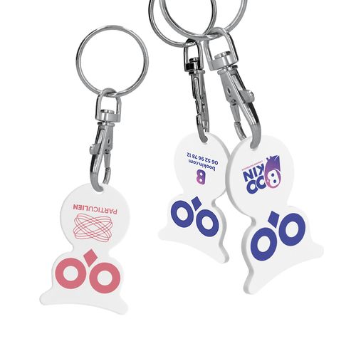 PORTE-CLES MOUSQUETON AVEC JETON FORME HIBOU - 1