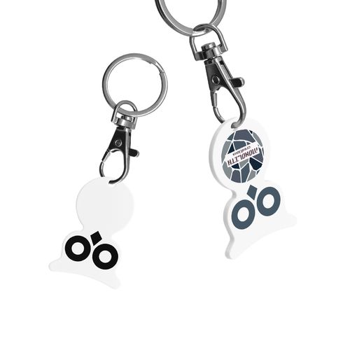 PORTE-CLE MOUSQUETON AVEC JETON FORME HIBOU