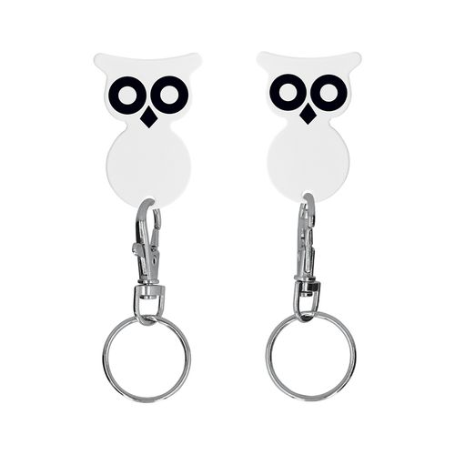 PORTE-CLES MOUSQUETON AVEC JETON FORME HIBOU