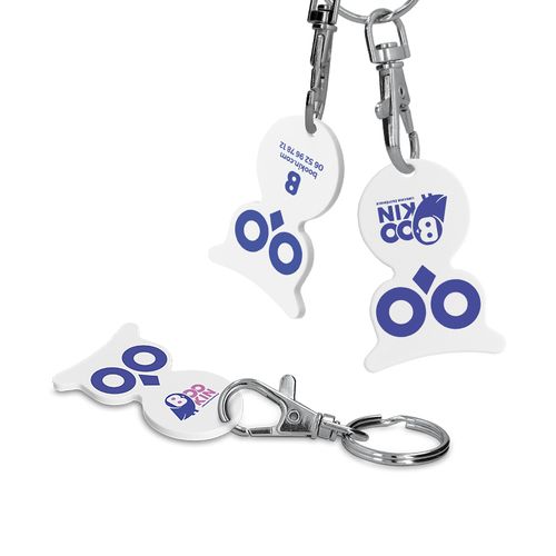 PORTE-CLES MOUSQUETON AVEC JETON FORME HIBOU