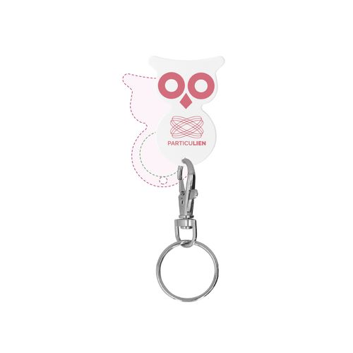 PORTE-CLES MOUSQUETON AVEC JETON FORME HIBOU