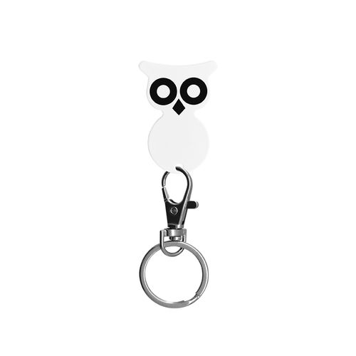 PORTE-CLES MOUSQUETON AVEC JETON FORME HIBOU