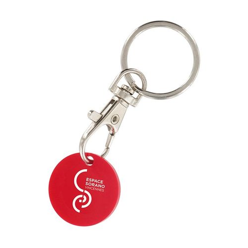 PORTE-CLES MOUSQUETON METAL AVEC JETON CADDIE