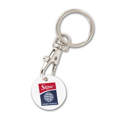 PORTE-CLES MOUSQUETON METAL AVEC JETON CADDIE