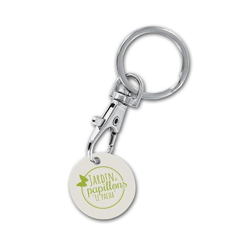 PORTE-CLES MOUSQUETON METAL AVEC JETON EN BIOCOMPOSITE BIOPLAST(r)