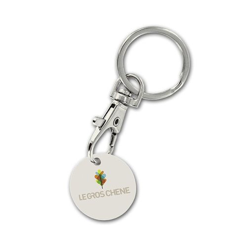 PORTE-CLES MOUSQUETON METAL AVEC JETON EN BIOCOMPOSITE BIOPLAST(r)