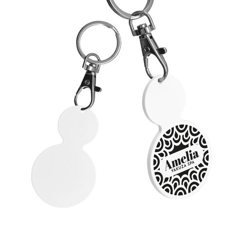 KEY HOLDER CARABINER WITH ROUND SHAPED TOKEN Ø35