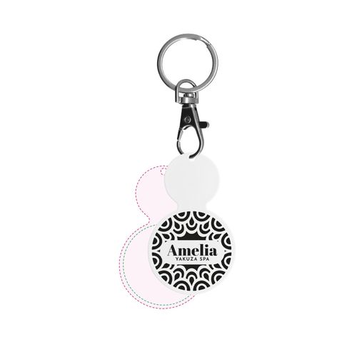 PORTE-CLES MOUSQUETON AVEC JETON FORME ROND Ø35