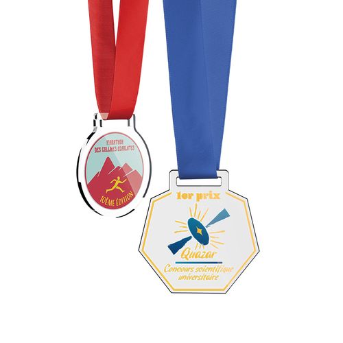 MEDAILLE SUR-MESURE (PMMA) EP.3 mm MAXI 30 cm2 AVEC CORDON SATIN