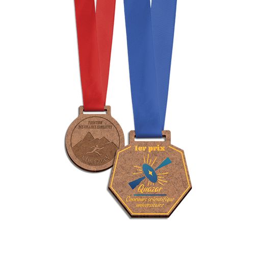 MEDAILLE SUR-MESURE MDF EP 3 mm MAXI 30 cm2 AVEC CORDON SATIN