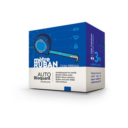 MESURE : METRE RUBAN JAUNE 3m X 16 mm COQUE PLASTIQUE - 6