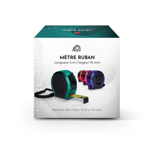 MESURE : METRE RUBAN JAUNE 5 m X 19 mm COQUE PLASTIQUE