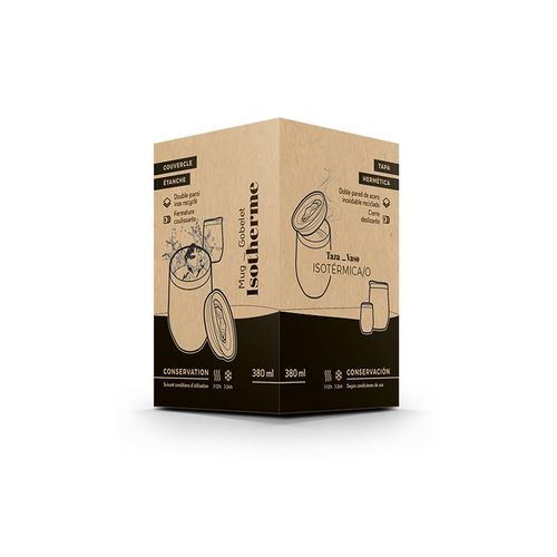 MUG ISOTHERME DOUBLE PAROI INOX AVEC COUVERCLE EN INOX RECYCLE - 6
