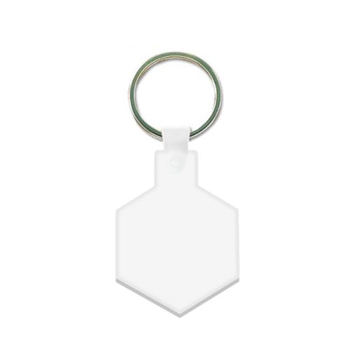 PORTE CLES PLASTIQUE SOUPLE FORME HEXAGONE (anneau 25 mm)