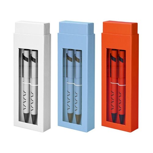 PARURE COFFRET CADEAU : 1 STYLO METAL ECRITURE BLEUE + 1 PORTE MINE