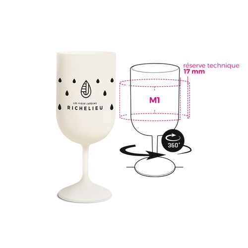 VERRE A PIED REUTILISABLE EN BIOCOMPOSITE 18 cl RAS BORD