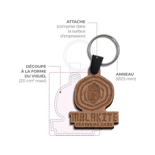 PORTE CLES SUR-MESURE MDF EP.3 mm MAXI 20 cm2