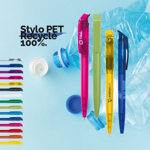 STYLO BILLE BLEUE CORPS ET CLIP PLASTIQUE EN MATIERE RECYCLEE rPET thumbnail 6